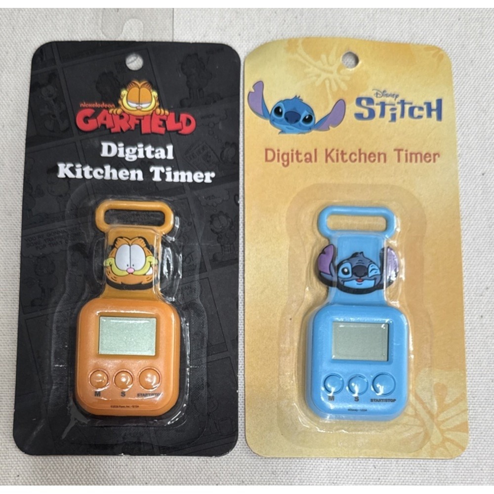 Disney Stitch, Garfield Digital Kitchen Timers Set of 2